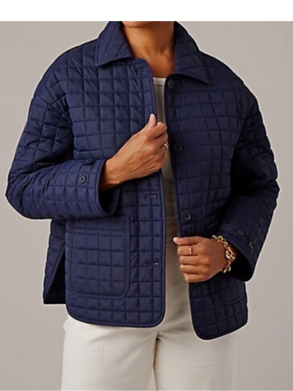 Hudson North Square Quilt Navy Blue Barn Jacket Chore Coat Size XL